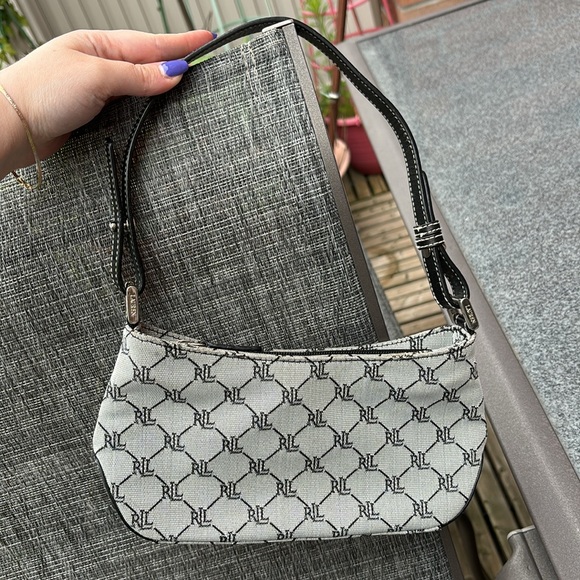 Lauren Ralph Lauren Handbags - Vintage Y2K Lauren Ralph Lauren Monogram Cotton Canvas Mini Shoulder Bag